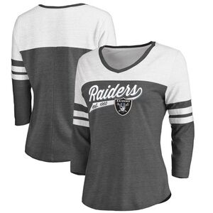 NFL‎ team Apparel Las Vegas Raiders Women's V-Neck 3/4 Sleeve T-Shirt Size XL